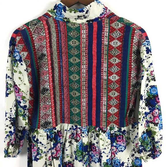 Umgee Womens Top Small Floral Tunic Babydoll Blouse Rayon Buttons Flowy Boho - Picture 10 of 14